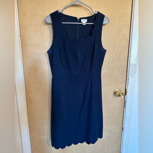 J. Crew Factory Basketweave Scallop-Edged Dress Navy Size 8 - Picture 3 of 8